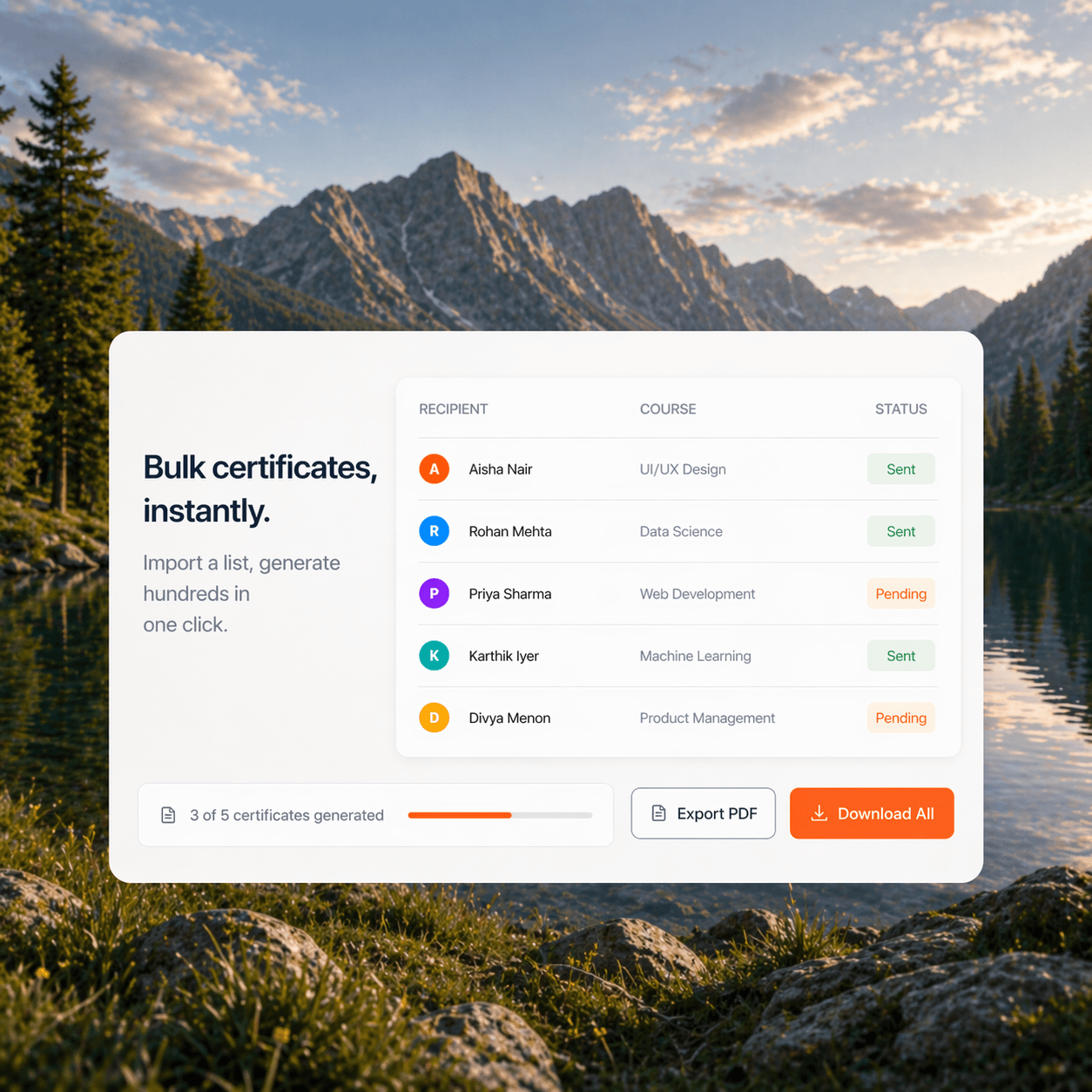 FotoFit Bulk Generator — produce personalised certificates and campaign frames at scale